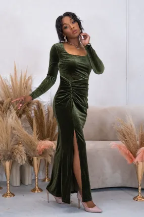 WOMENS VELVET MAXI DRESS