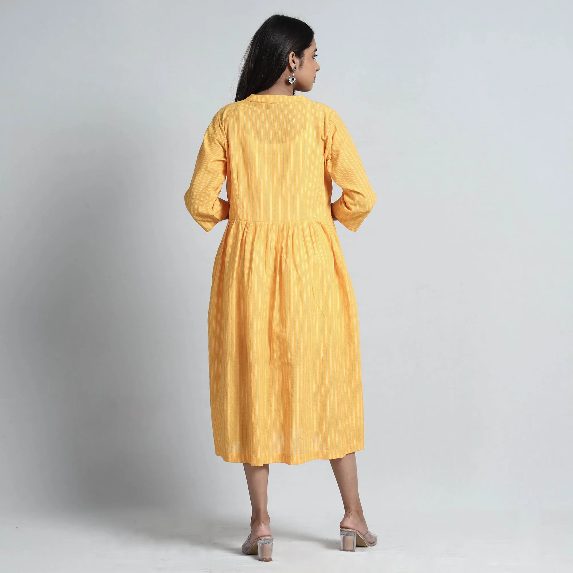 Yellow - Exquisite Jacquard Cotton Dress