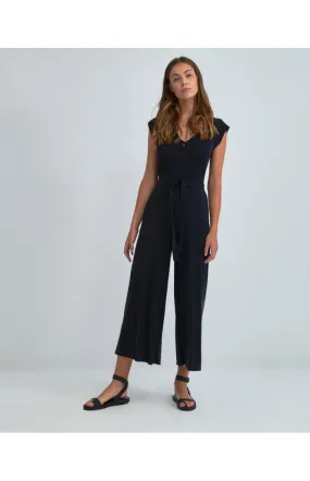 Zwarte jumpsuit met V-hals | Surkana sleeveless jumpsuit with v-neckline black